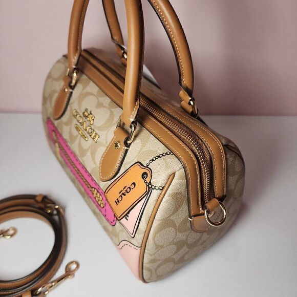 NWT Coach CH168 Rowan Satchel In Signature Canvas Trompe L'oeil Print Khaki - Picture 2 of 7